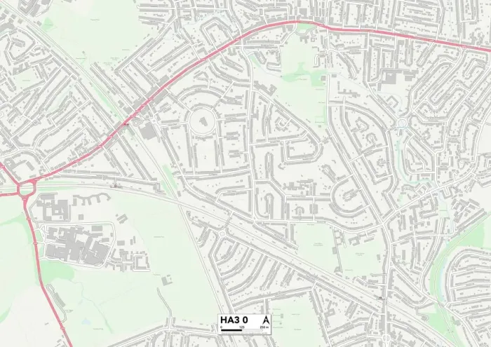Gerahmter Druck : Harrow HA3 0 Karte Gerahmter Druck : Harrow HA3 0 Karte