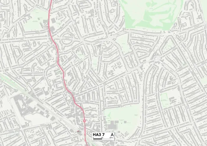 Gerahmter Druck : Harrow HA3 7 Karte
