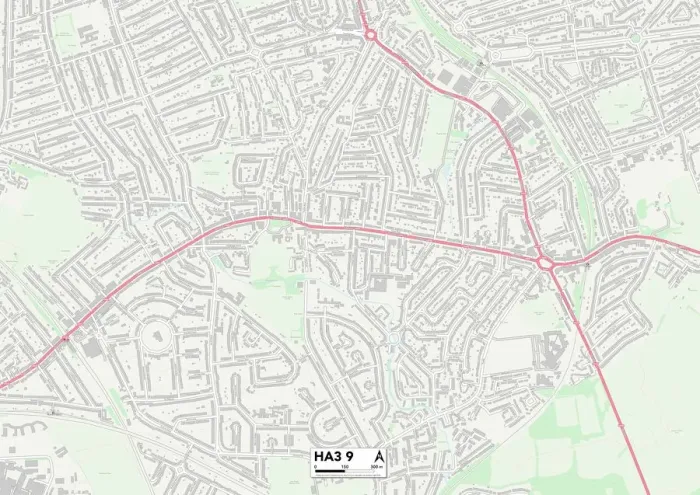 Gerahmter Druck : Harrow HA3 9 Karte Gerahmter Druck : Harrow HA3 9 Karte