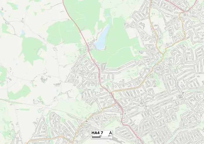 Gerahmter Druck : Hillingdon, HA4 7 Karte Gerahmter Druck : Hillingdon, HA4 7 Karte