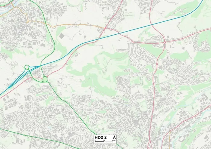 Gerahmter Druck : Kirklees HD2 2 Karte