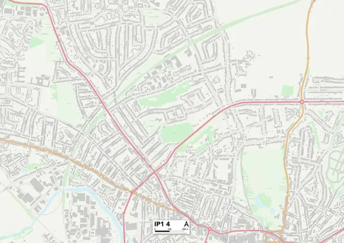 Gerahmter Druck : Ipswich IP 1, Kartenausschnitt Nr. 4