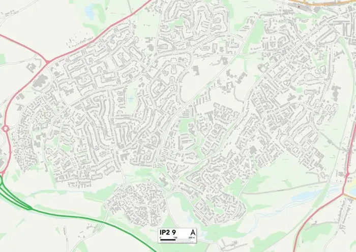 Gerahmter Druck : Ipswich IP2 9 Karte Gerahmter Druck : Ipswich IP2 9 Karte