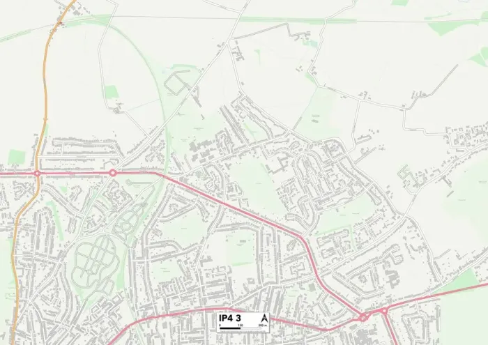 Gerahmter Druck : Ipswich IP4 3 Karte Gerahmter Druck : Ipswich IP4 3 Karte