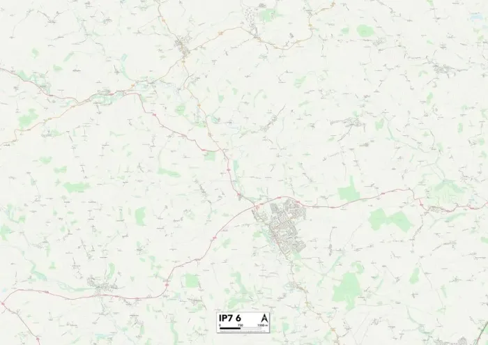 Gerahmter Druck : Ipswich IP7 6 Karte