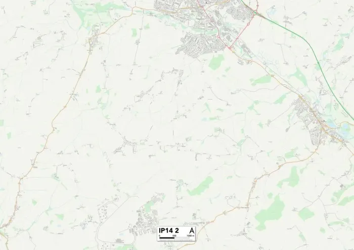 Gerahmter Druck : IP-Verwaltungsmittel für Mid-Suffolk, Postanschrift: IP14 2 Karte Gerahmter Druck : IP-Verwaltungsmittel für Mid-Suffolk, Postanschrift: IP14 2 Karte