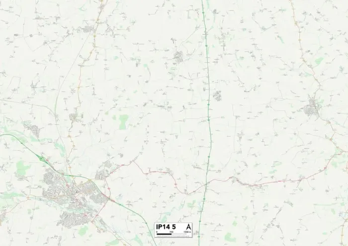 Gerahmter Druck : IP-Geocode für Mid Suffolk, Suffolk, England - IP14 5 Gerahmter Druck : IP-Geocode für Mid Suffolk, Suffolk, England - IP14 5