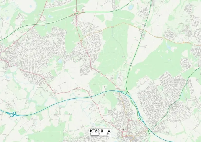 Gerahmter Druck : Mole Valley KT22 0 Karte Gerahmter Druck : Mole Valley KT22 0 Karte