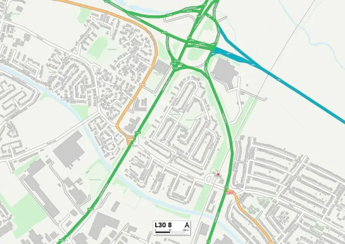 Gerahmter Druck : Sefton L30 Karte Gerahmter Druck : Sefton L30 Karte