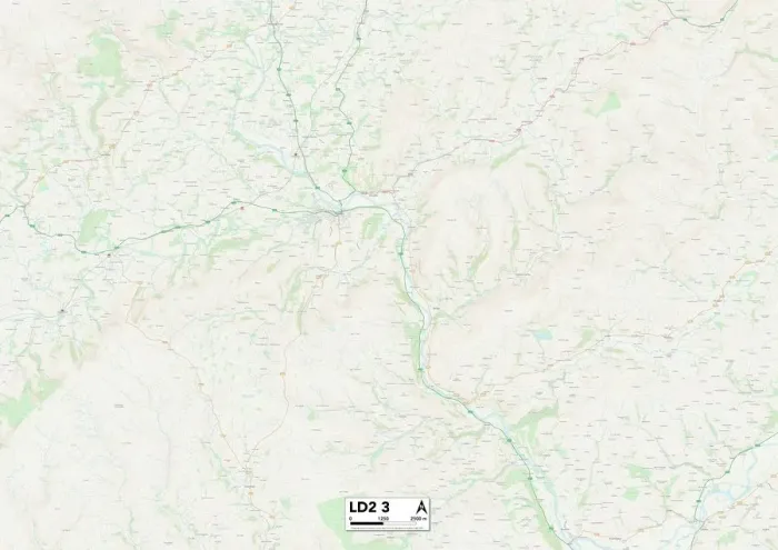 Gerahmter Druck : Llandrindod Wells LD2 3 Karte Gerahmter Druck : Llandrindod Wells LD2 3 Karte