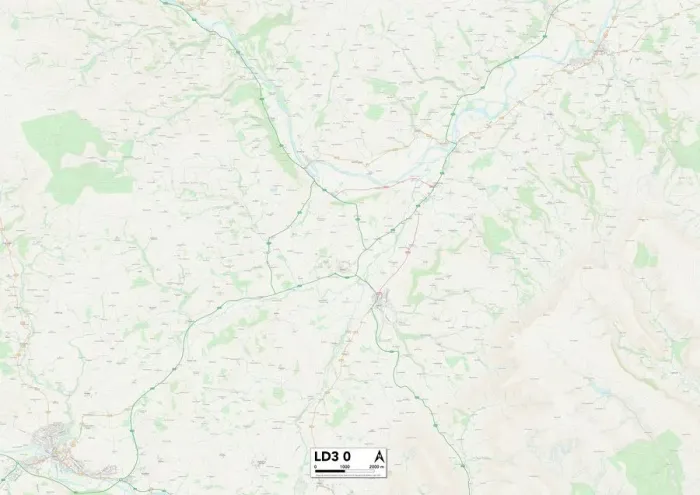 Gerahmter Druck : Llandrindod Wells, LD 3, Karte Nr. 0
