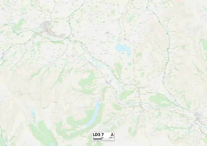 Gerahmter Druck : Llandrindod Wells, LD3 7 (Karte) Gerahmter Druck : Llandrindod Wells, LD3 7 (Karte)