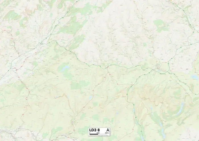 Gerahmter Druck : Llandrindod Wells, LD3 8 Karte Gerahmter Druck : Llandrindod Wells, LD3 8 Karte