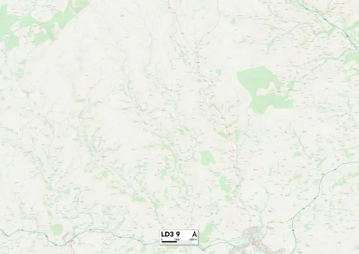 Gerahmter Druck : Llandrindod Wells, LD3 9 Karte Gerahmter Druck : Llandrindod Wells, LD3 9 Karte