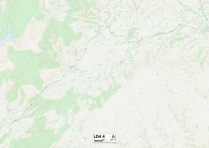 Gerahmter Druck : Llandrindod Wells, LD 4, Karte Gerahmter Druck : Llandrindod Wells, LD 4, Karte