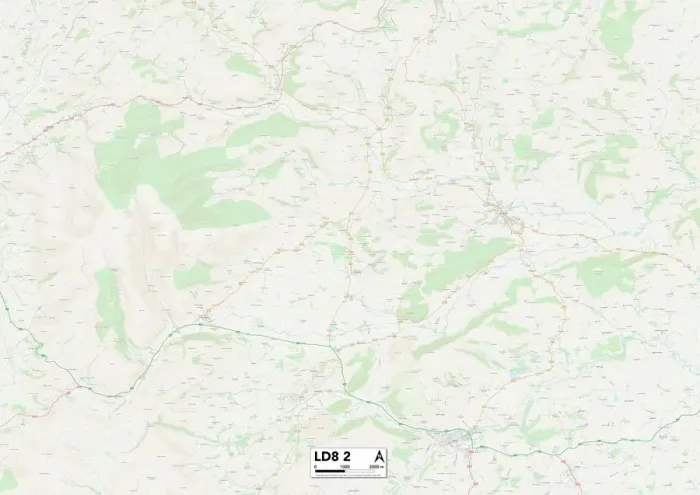 Gerahmter Druck : Llandrindod Wells, LD8 2 Karte Gerahmter Druck : Llandrindod Wells, LD8 2 Karte