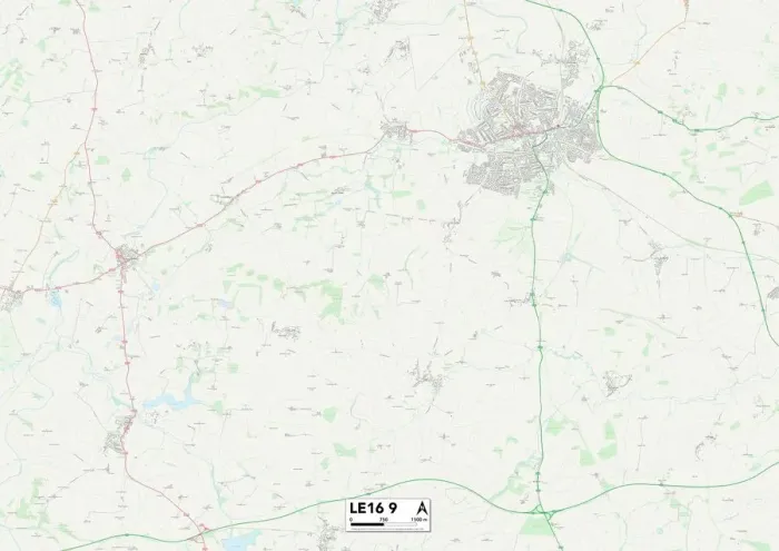 Gerahmter Druck : Harborough LE16 9 Karte Gerahmter Druck : Harborough LE16 9 Karte