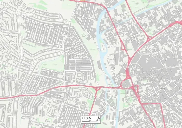 Gerahmter Druck : Leicester LE3 5 Karte Gerahmter Druck : Leicester LE3 5 Karte