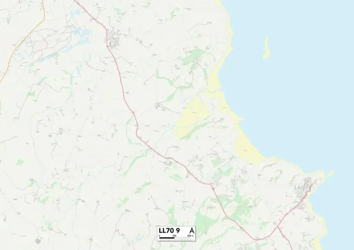 Gerahmter Druck : Wales Anglesey LL70 9 Karte