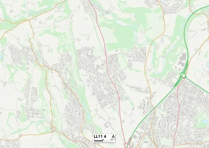 Gerahmter Druck : Wrexham, LL11 4 Karte Gerahmter Druck : Wrexham, LL11 4 Karte