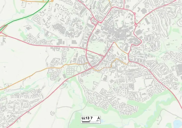 Gerahmter Druck : Wrexham, LL13 7 Karte Gerahmter Druck : Wrexham, LL13 7 Karte