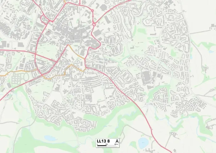 Gerahmter Druck : Wrexham, LL13 8 Karte Gerahmter Druck : Wrexham, LL13 8 Karte