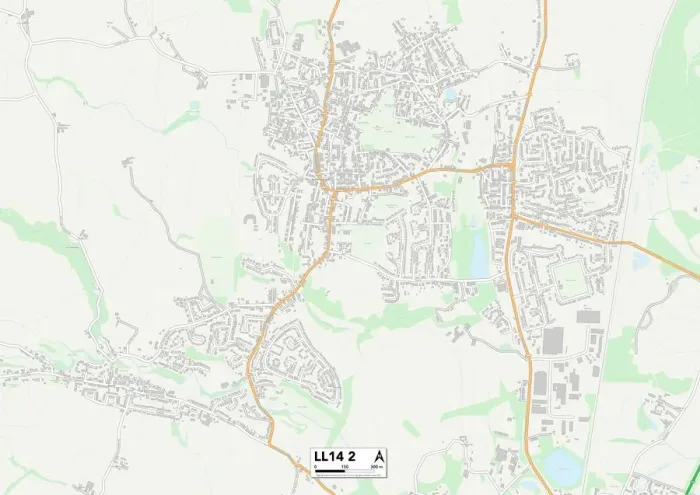 Gerahmter Druck : Wrexham, LL 14 2 Karte Gerahmter Druck : Wrexham, LL 14 2 Karte