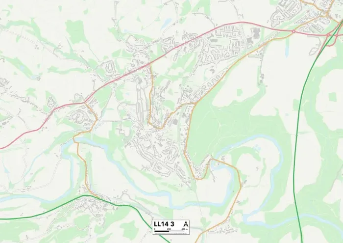 Gerahmter Druck : Wrexham, LL 14 3 Karte Gerahmter Druck : Wrexham, LL 14 3 Karte