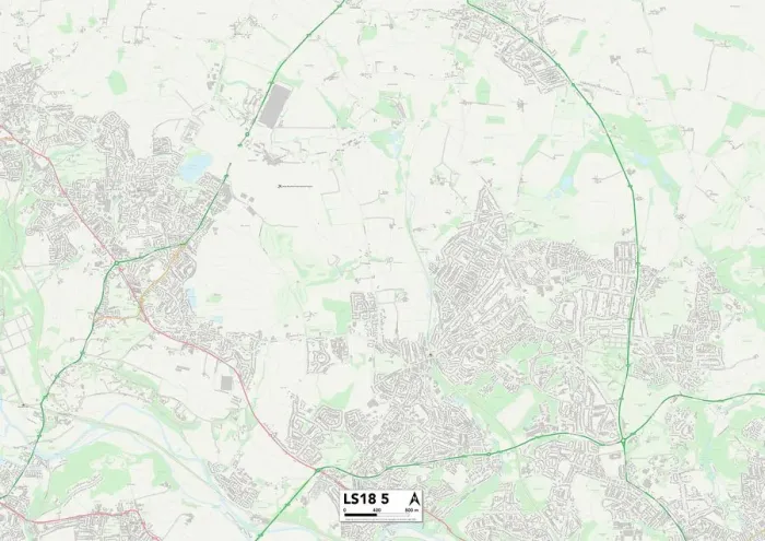 Gerahmter Druck : Leeds LS18 5 Karte