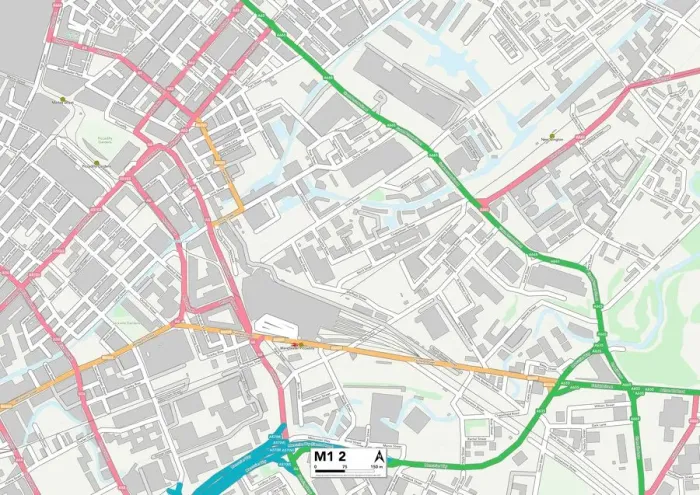 Gerahmter Druck : Manchester M1 2 Karte Gerahmter Druck : Manchester M1 2 Karte