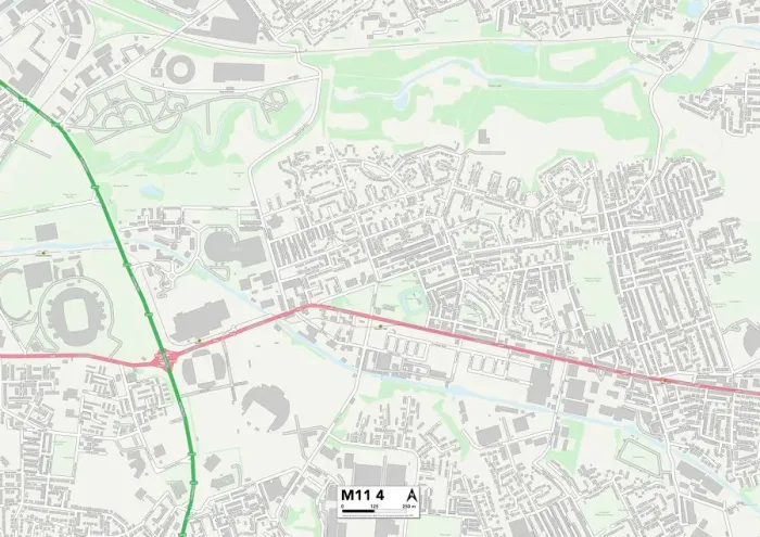 Gerahmter Druck : Manchester, M11, 4 Stadtplan Gerahmter Druck : Manchester, M11, 4 Stadtplan