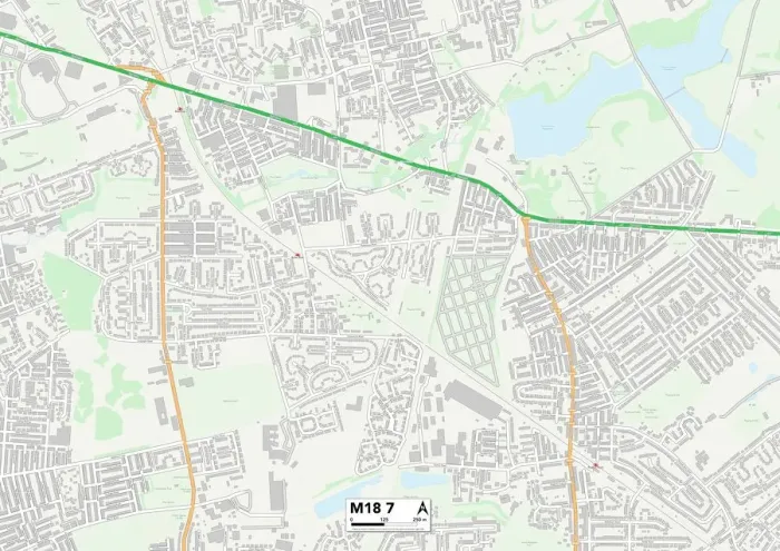 Gerahmter Druck : Manchester M18 7 Karte Gerahmter Druck : Manchester M18 7 Karte