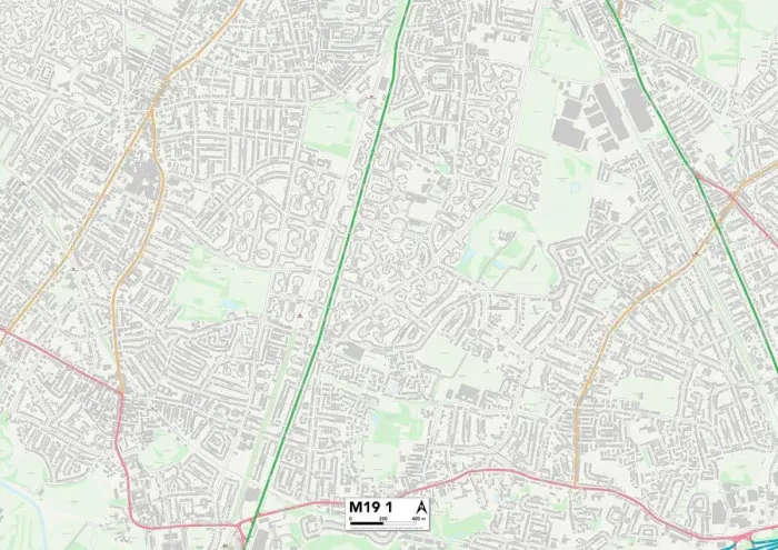 Gerahmter Druck : Manchester M19 1 Karte Gerahmter Druck : Manchester M19 1 Karte