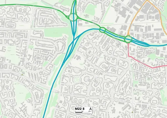 Gerahmter Druck : Manchester M22 8 Karte Gerahmter Druck : Manchester M22 8 Karte