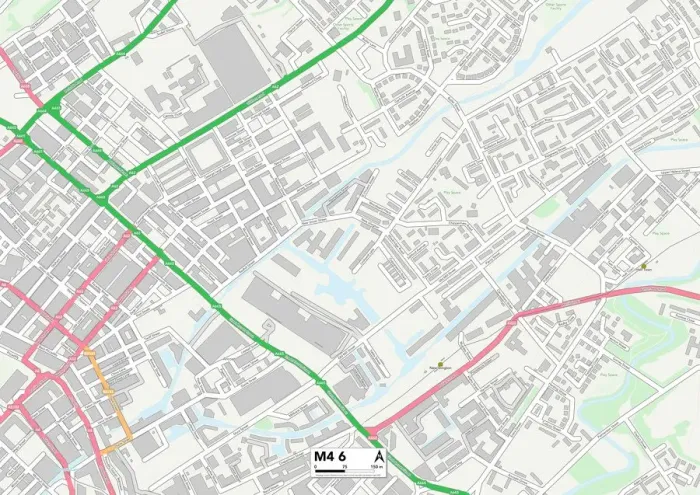 Gerahmter Druck : Manchester M4 6 Karte Gerahmter Druck : Manchester M4 6 Karte