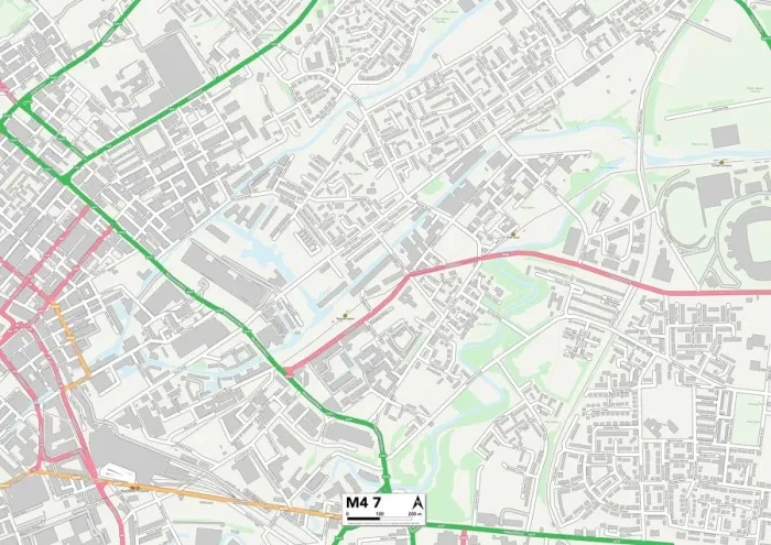 Gerahmter Druck : Manchester, M4 7 Karte Gerahmter Druck : Manchester, M4 7 Karte