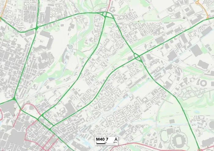 Gerahmter Druck : Manchester M40 7 Karte Gerahmter Druck : Manchester M40 7 Karte