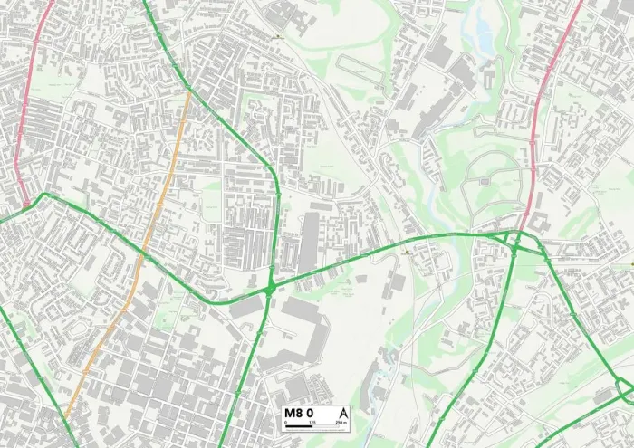 Gerahmter Druck : Manchester M8 0 Karte Gerahmter Druck : Manchester M8 0 Karte