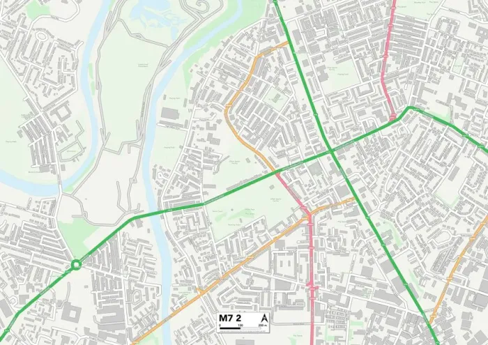 Gerahmter Druck : Salford, M7, 2 - Karte Gerahmter Druck : Salford, M7, 2 - Karte