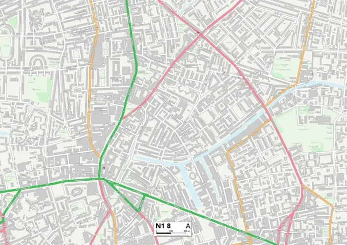 Gerahmter Druck : Hackney N1 8 Karte Gerahmter Druck : Hackney N1 8 Karte