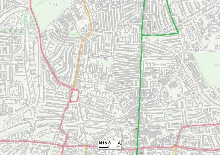 Gerahmter Druck : Hackney N16 8 Karte Gerahmter Druck : Hackney N16 8 Karte