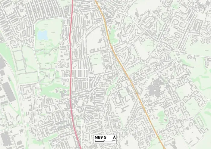 Gerahmter Druck : Gateshead NE9 5 Karte Gerahmter Druck : Gateshead NE9 5 Karte