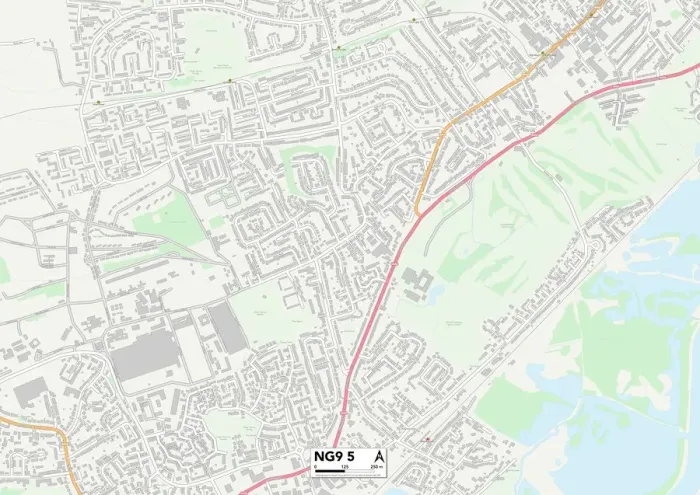 Gerahmter Druck : Broxtowe NG9 5 Karte Gerahmter Druck : Broxtowe NG9 5 Karte