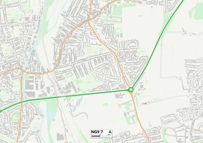 Gerahmter Druck : Broxtowe NG9 7 Karte