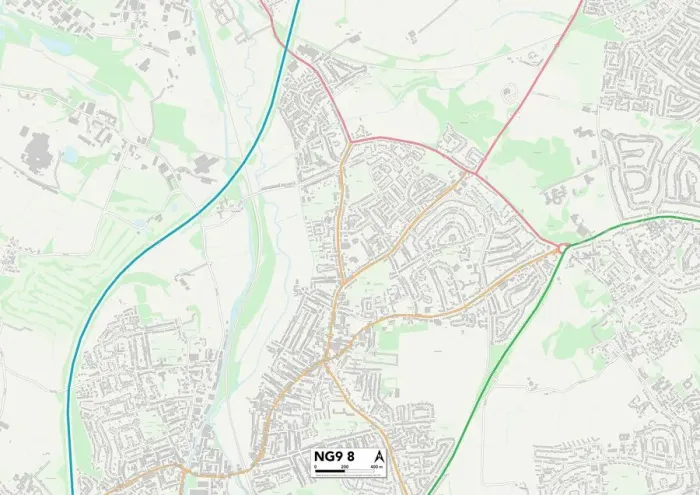 Gerahmter Druck : Broxtowe NG9 8 Karte Gerahmter Druck : Broxtowe NG9 8 Karte