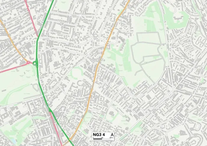 Gerahmter Druck : Gedling NG3 4 Karte Gerahmter Druck : Gedling NG3 4 Karte