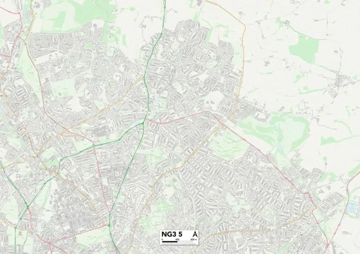 Gerahmter Druck : Gedling NG3 5 Karte Gerahmter Druck : Gedling NG3 5 Karte