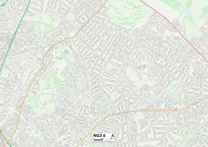 Gerahmter Druck : Gedling NG3 6 Karte Gerahmter Druck : Gedling NG3 6 Karte