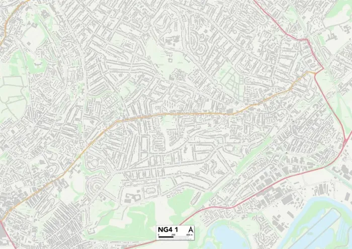 Gerahmter Druck : Gedling NG4 1 Karte Gerahmter Druck : Gedling NG4 1 Karte