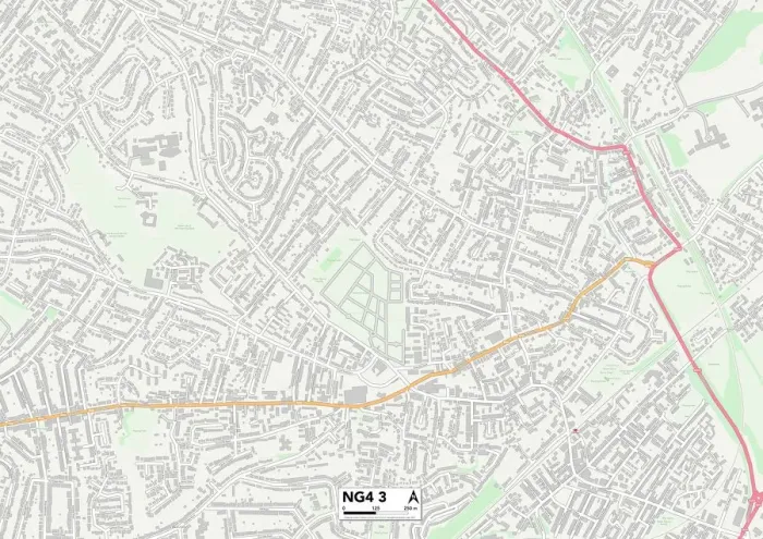 Gerahmter Druck : Gedling NG4 3 Karte Gerahmter Druck : Gedling NG4 3 Karte